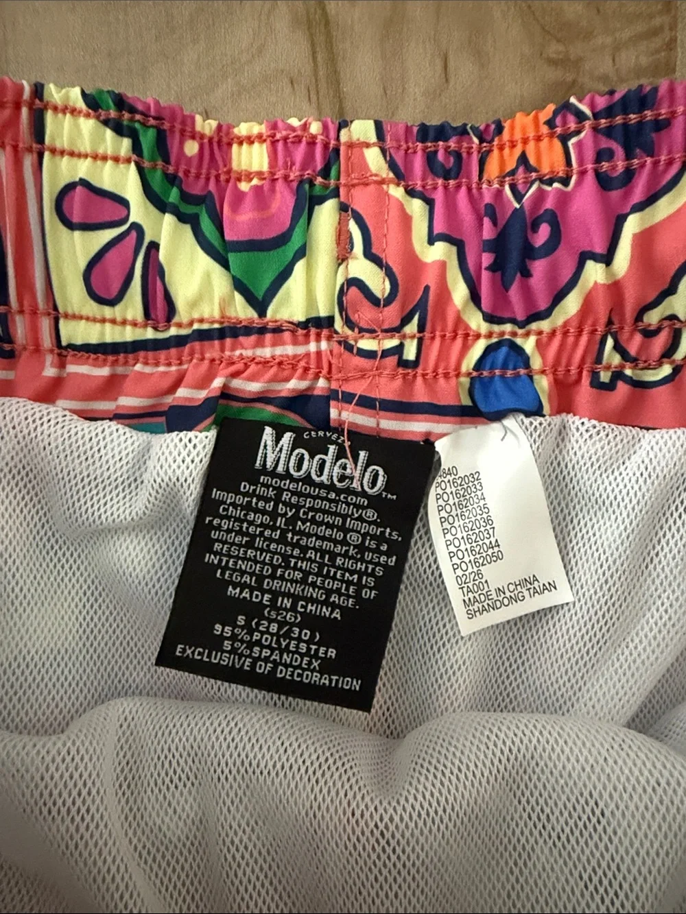 ModelCo Men’s Tile-Print Swim Trunks - Pink, Blue, Green, Yellow